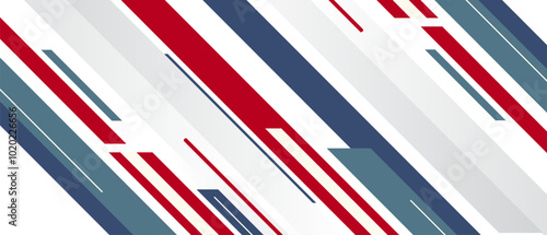Dynamic Geometric Abstract Background With Red and Blue Stripes