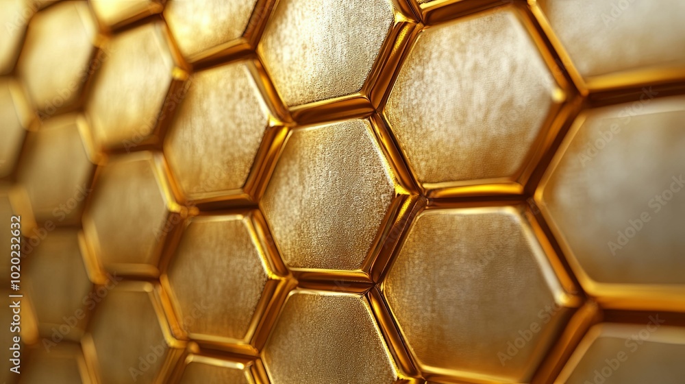 Abstract Gold Honeycomb Pattern with Shiny Edges Abstract Gold Honeycomb Pattern with Shiny Edges