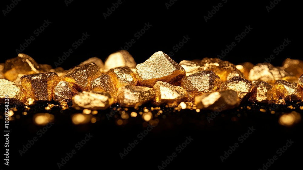 A Pile of Shiny Golden Nuggets on a Black Background A Pile of Shiny Golden Nuggets on a Black Background