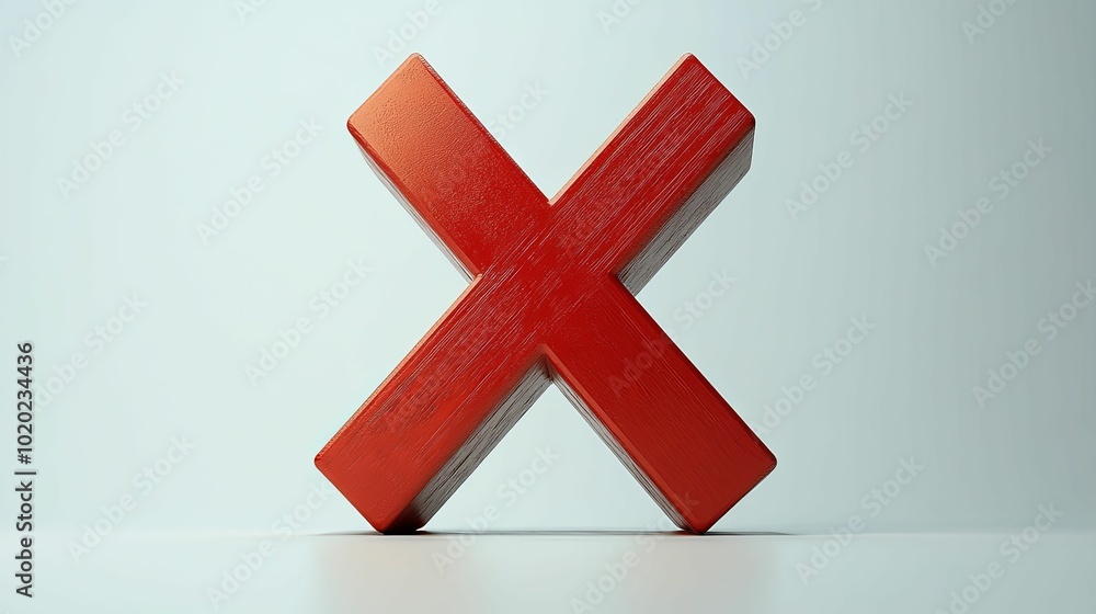 Obraz premium Red Wooden X Symbol on a White Background