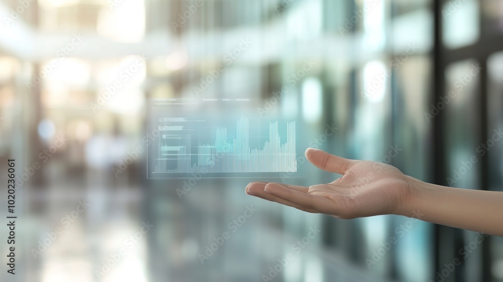 Hand Holding Digital Data Visualization Concept Hand Holding Digital Data Visualization Concept