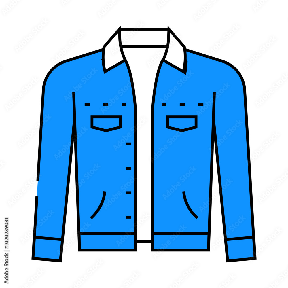 denim jacket streetwear cloth fashion line icon vector. denim jacket streetwear cloth fashion sign. isolated symbol illustration denim jacket streetwear cloth fashion line icon vector. denim jacket streetwear cloth fashion sign. isolated symbol illustration