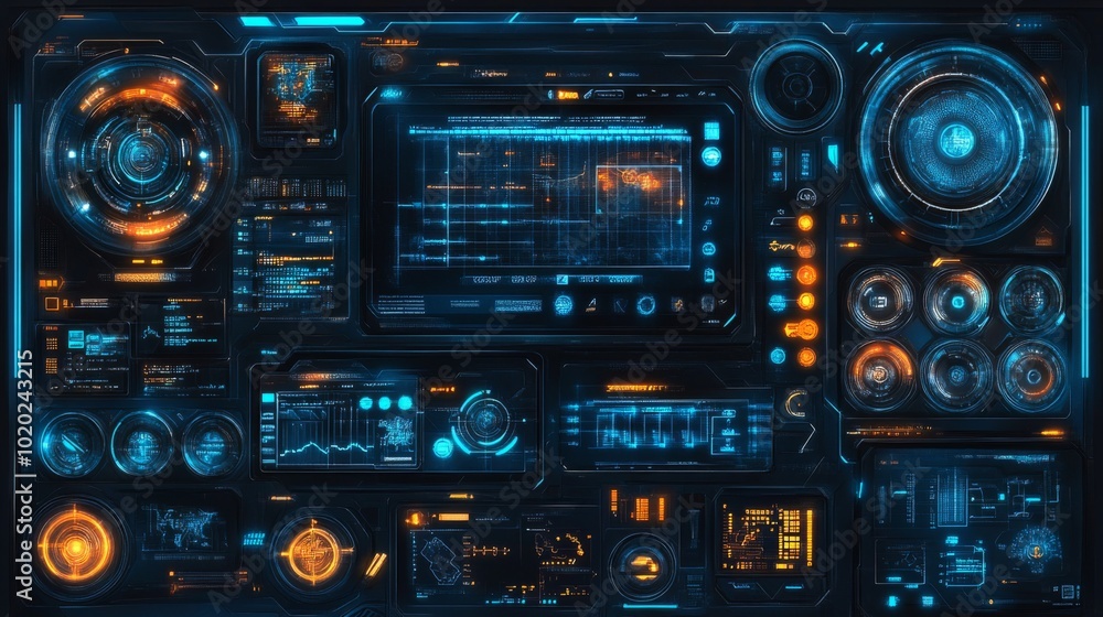 Futuristic User Interface with Circular and Rectangular Displays Futuristic User Interface with Circular and Rectangular Displays