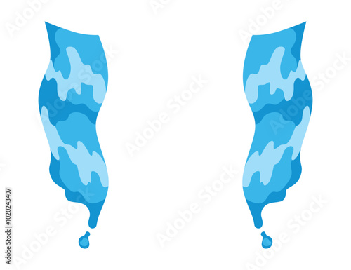 Cartoon tear drops icon. Sorrow cry streams, tear blob. Crying fluid, falling blue water drops. Isolated vector for sorrowful character weeping expression. Wet grief droplets