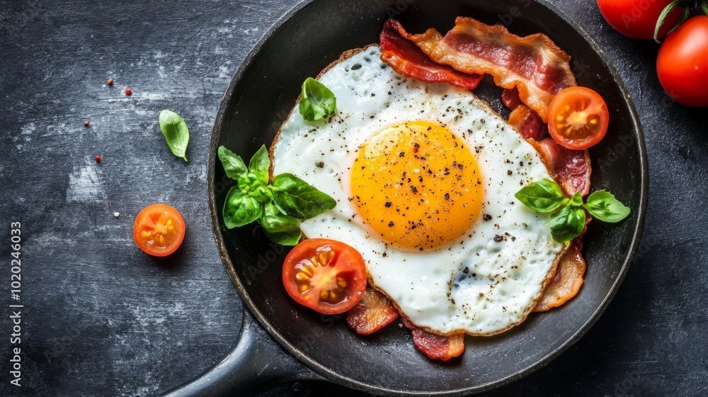 fried eggs with bacon fried eggs with bacon