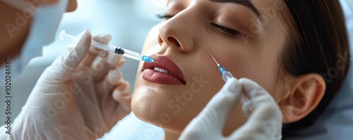 Detailed view of a healthcare worker administering a flu shot ultra-high detail