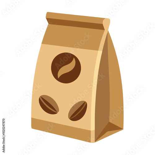 Fresh coffee in a paper bag vector illustration isolated on a white background