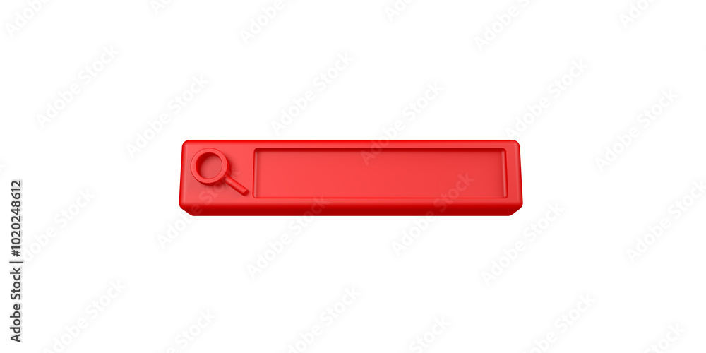 3D rendering, Close up Red empty minimal search bar icon and symbol mock up, front view shot, isolated on white background. 3D rendering, Close up Red empty minimal search bar icon and symbol mock up, front view shot, isolated on white background.