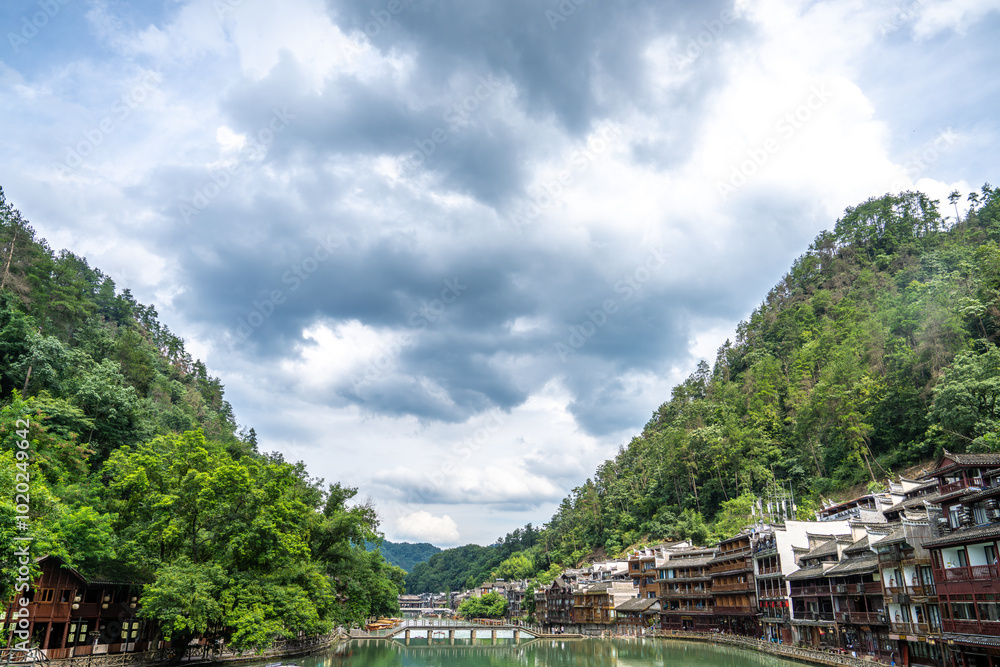 Miao Architecture by the Riverside in Fenghuang Ancient Town Miao Architecture by the Riverside in Fenghuang Ancient Town