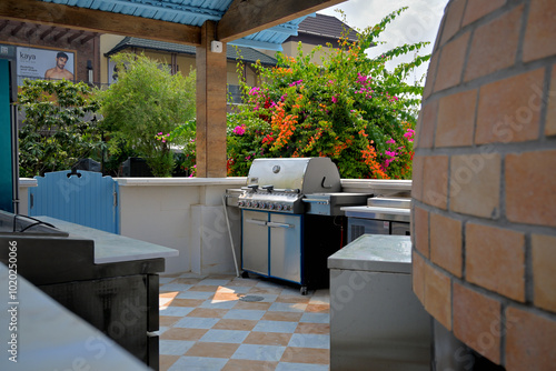 Open kitchen in a luxury hotel room.