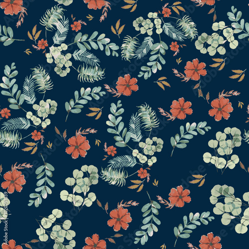 Wallpaper Mural flower patterns in nature, tiny flowers on the branches, colorful trendy flower designs Torontodigital.ca