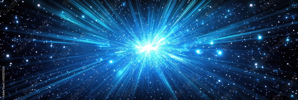 Abstract Blue Light Rays and Stars Background with a Cosmic Space Theme Abstract Blue Light Rays and Stars Background with a Cosmic Space Theme