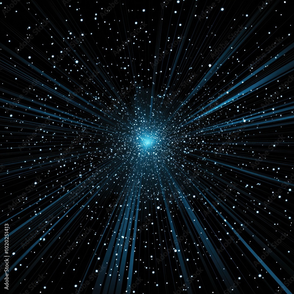 Abstract Blue Light Rays and Stars Background with a Cosmic Space Theme Abstract Blue Light Rays and Stars Background with a Cosmic Space Theme