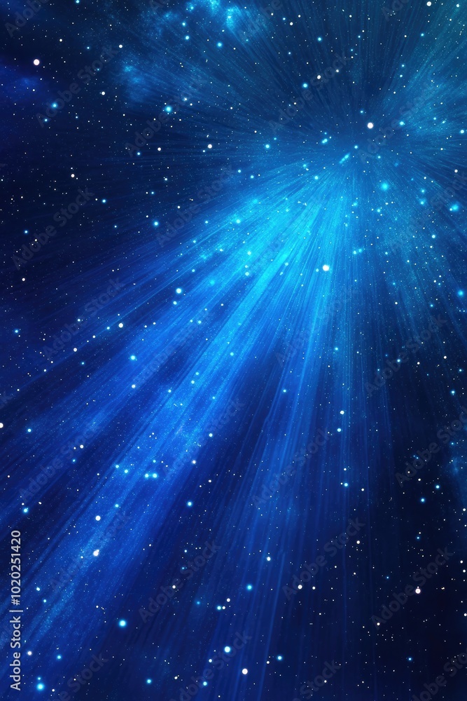 Abstract Blue Light Rays and Stars Background with a Cosmic Space Theme Abstract Blue Light Rays and Stars Background with a Cosmic Space Theme