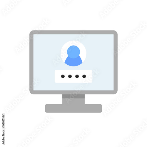 User computer login screen icon. Technology, internet, access, security, identity concepts. Flat vector design isolated illustration. 