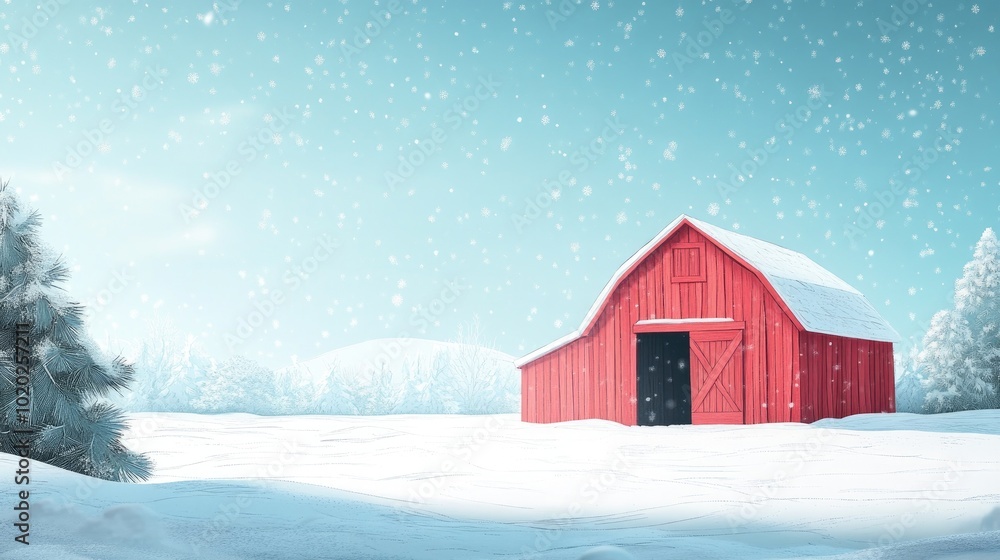 Rustic wooden barn surrounded by snow during winter season Rustic barn in a winter landscape Rustic wooden barn surrounded by snow during winter season Rustic barn in a winter landscape