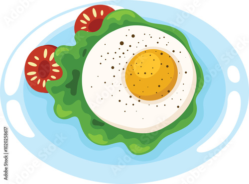 fried egg with dish vector