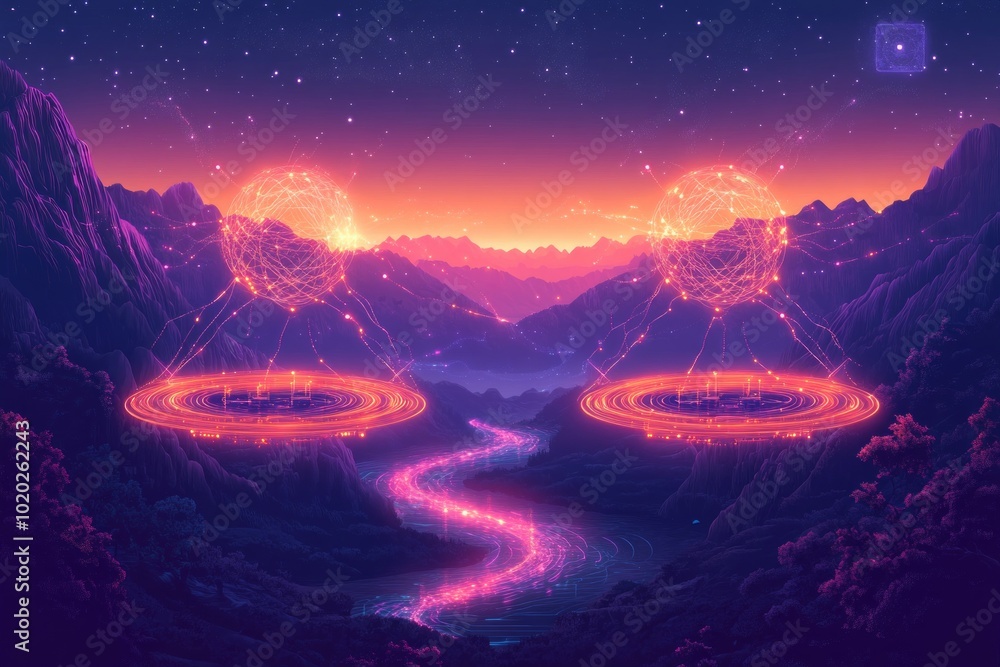 Obraz premium Entangled Ecosystems, Quantum Computing in Digital Ecosystems