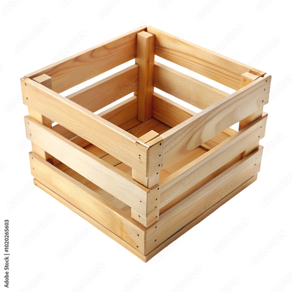 Empty wooden crate isolated on transparent background Empty wooden crate isolated on transparent background
