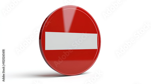 A close-up shot of a red and white no entry road sign on a white background. Free Download A close-up shot of a red and white no entry road sign on a white background. - GFXLoad