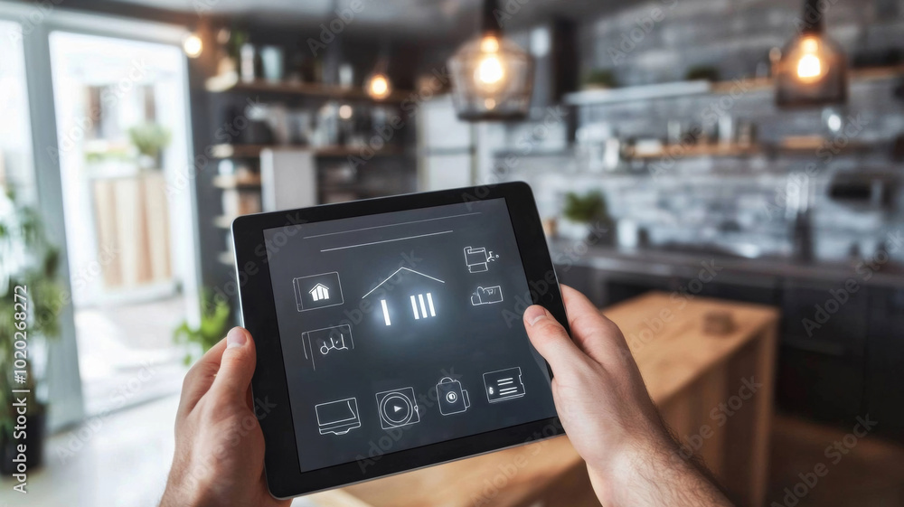 Smart home concept with devices and appliances Smart home concept with devices and appliances