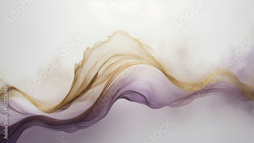 A white background with subtle, flowing gradients blending softly between purple, brown, gold. A texture with a rough, grainy feel, with smoky wisps adding depth.