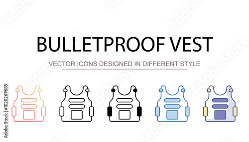 Bulletproof Vest icon design with white background stock illustration