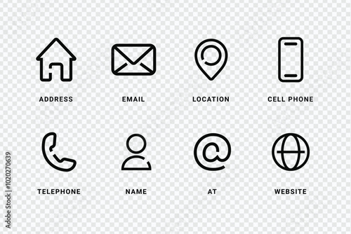 Business Card Icon Set | Professional Networking and Contact Information Symbols
