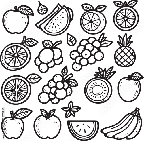 collection of fruit pictures to color - version 2