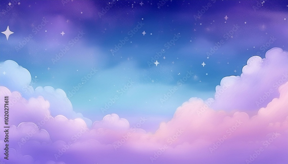 Purple gradient mystical moonlight sky with clouds and stars Purple gradient mystical moonlight sky with clouds and stars