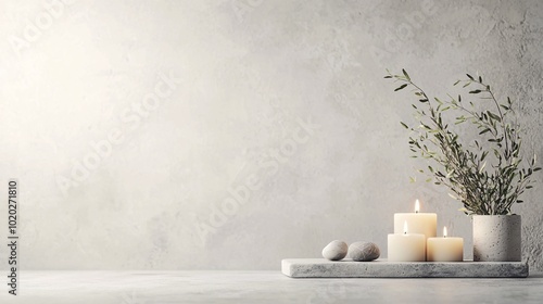 Wallpaper Mural Natural healing altar with candles, sage, and energy stones, 3D illustration Torontodigital.ca