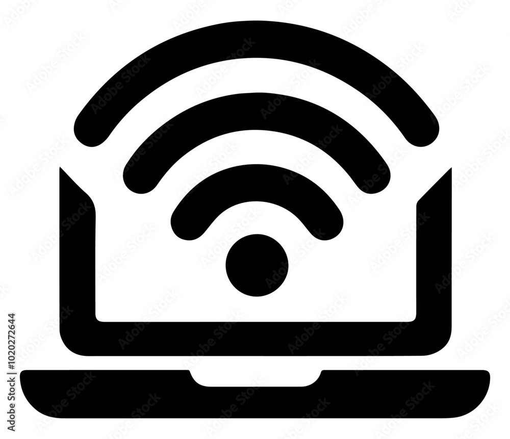 Wifi. Laptop. Laptop with Wi-Fi Signal Icon Vector. Wifi. Laptop. Laptop with Wi-Fi Signal Icon Vector.