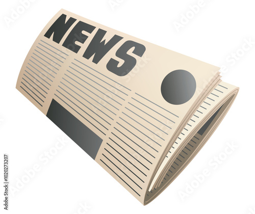 Folded newspaper. Modern news publication. Newspaper icon. Periodical printing product, daily news and sport, food and medicine, business information, latest press