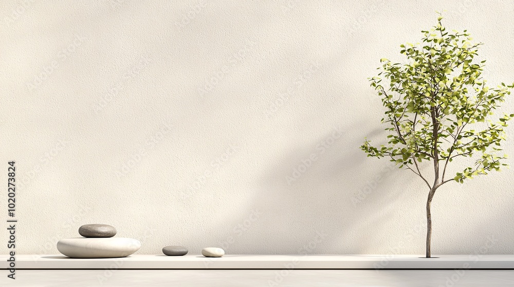 Peaceful spa room with aromatherapy and hot stones, natural healing, 3D illustration Peaceful spa room with aromatherapy and hot stones, natural healing, 3D illustration