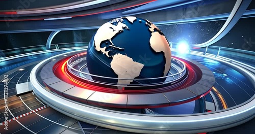 Breaking News Template intro for TV broadcast news show program with 3D breaking news text and badge, against global spinning earth cyber and futuristic full hd 4k video download