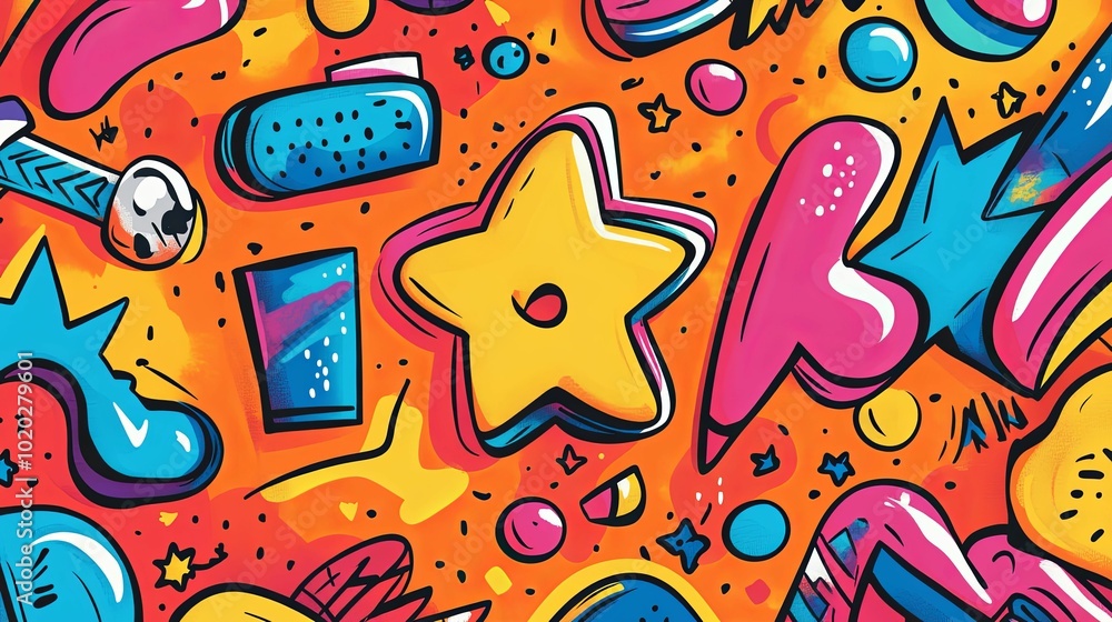 Abstract Graffiti Art with Bright Colors and Geometric Shapes Abstract Graffiti Art with Bright Colors and Geometric Shapes