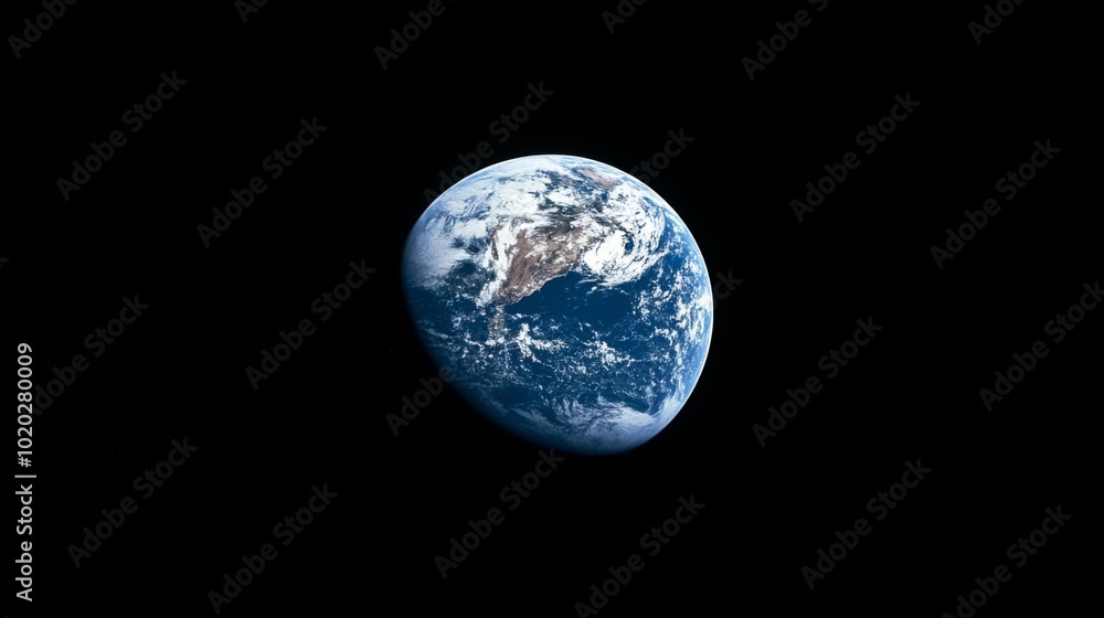 Earth from Space Showing North and South America, with Clouds and Oceans Earth from Space Showing North and South America, with Clouds and Oceans