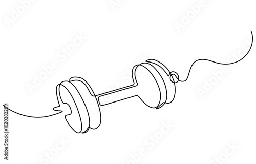 Barbel in one continuous single line art drawing style Gym fitness sports concept vector illustration, Sport dumbbell one line art. Continuous line drawing of sport, strength, power, lifting, activity