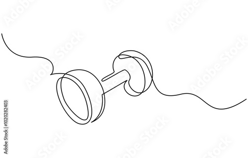 Barbel in one continuous single line art drawing style Gym fitness sports concept vector illustration, Sport dumbbell one line art. Continuous line drawing of sport, strength, power, lifting, activity
