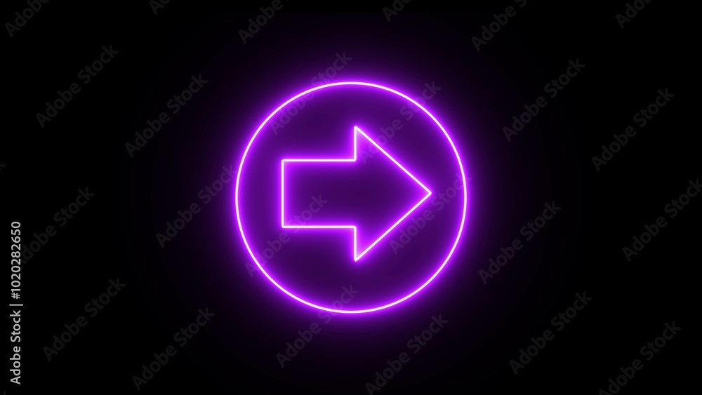 Neon abstract simple parking arrow icon on black background. right direction arrow icon illustration. Neon abstract simple parking arrow icon on black background. right direction arrow icon illustration.