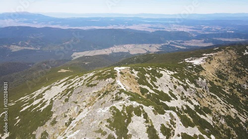 Amazing Aerial Autumn landscape of Rila Mountain near Mechit peak, Bulgaria photo