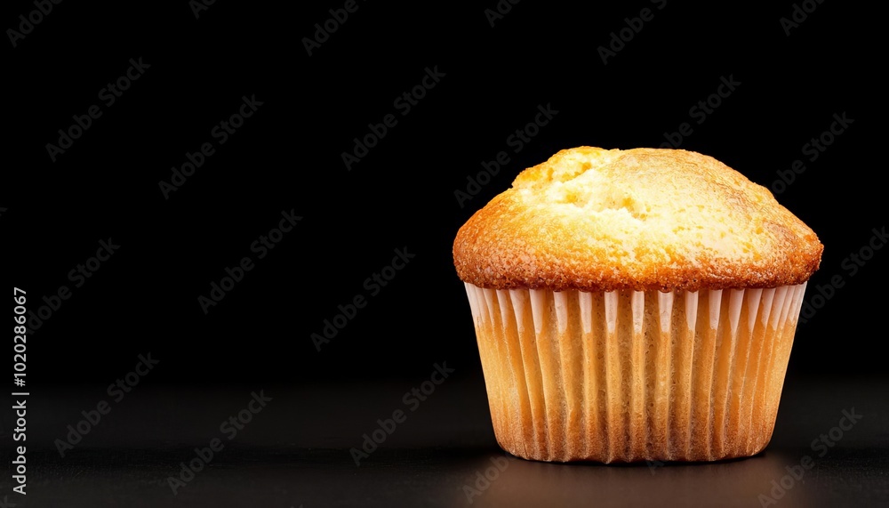 Golden muffin on a dark background, perfect for desserts and bakery themes. Golden muffin on a dark background, perfect for desserts and bakery themes.