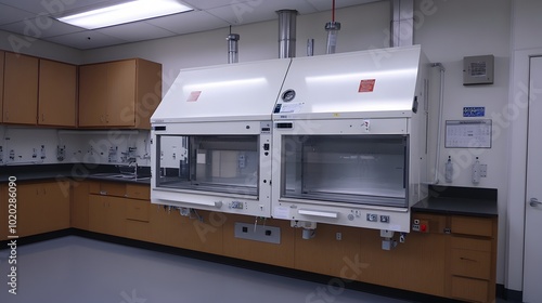 136. A laboratory highlighting the importance of fume hoods in education