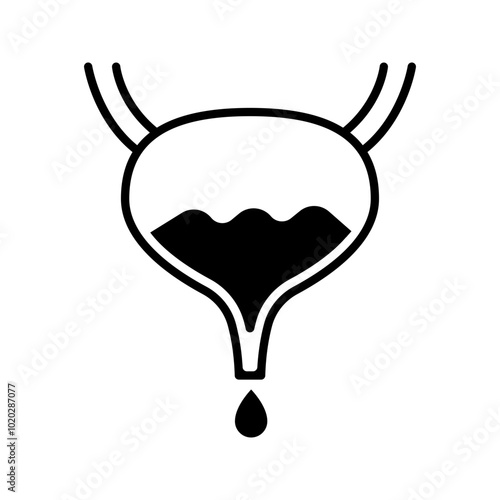 Bladder with urine drop, illustration of urinary system icon vector