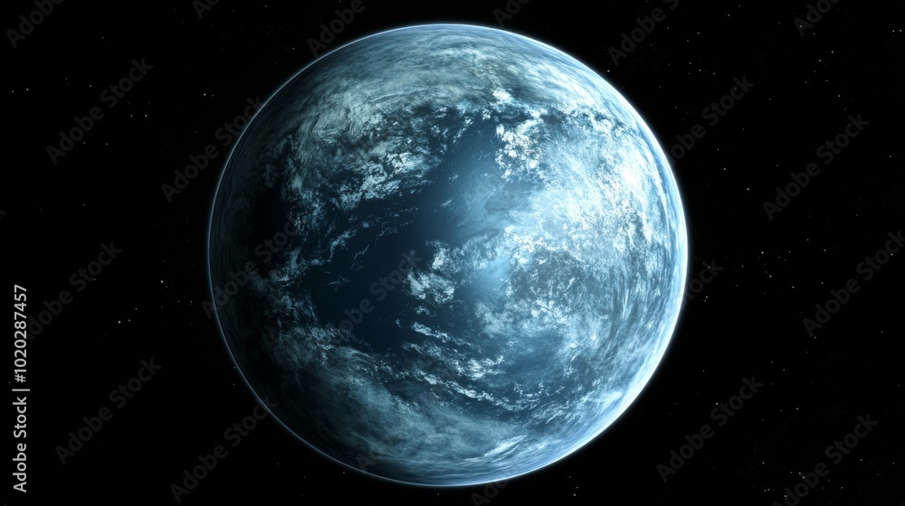 Obraz premium A Blue Planet in a Starry Sky