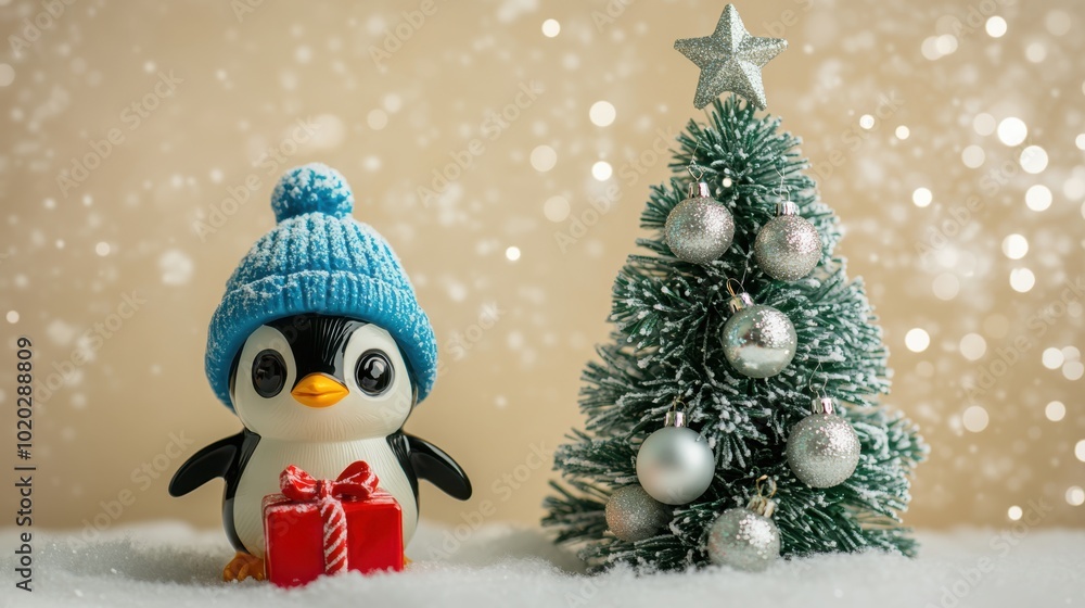 The Penguin with Christmas Tree