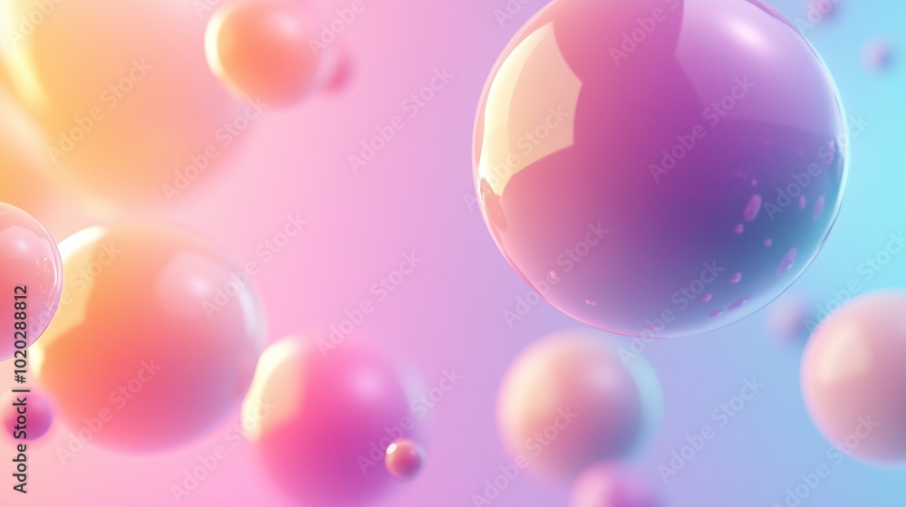 Colorful abstract spheres floating in a gradient background showcasing a blend of pastel hues at twilight Colorful abstract spheres floating in a gradient background showcasing a blend of pastel hues at twilight