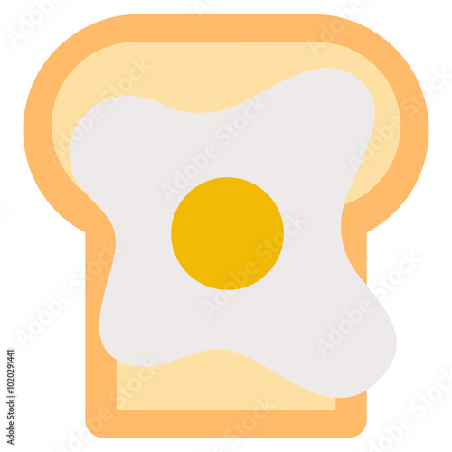 fried egg on bread flat illustration