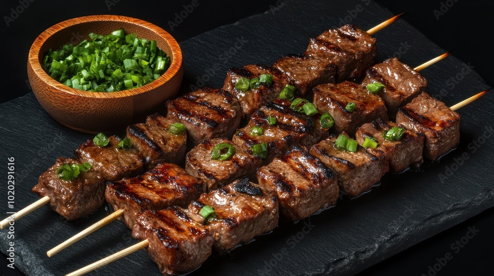 The Beef Skewers on Platter The Beef Skewers on Platter