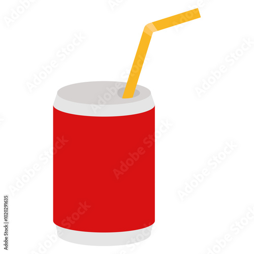 red soda can with straw